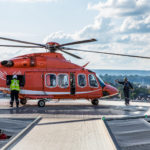 Ornge pilot gives the paramedics on the helicopter the “all-clear” to unload the patient.