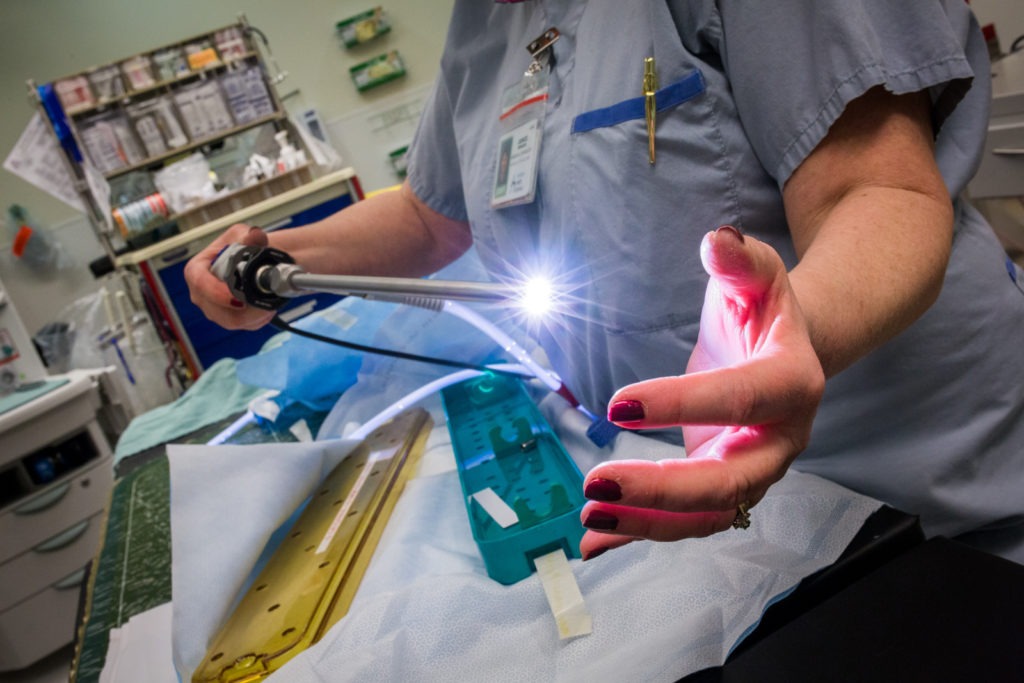Testing a light on endoscopic camera