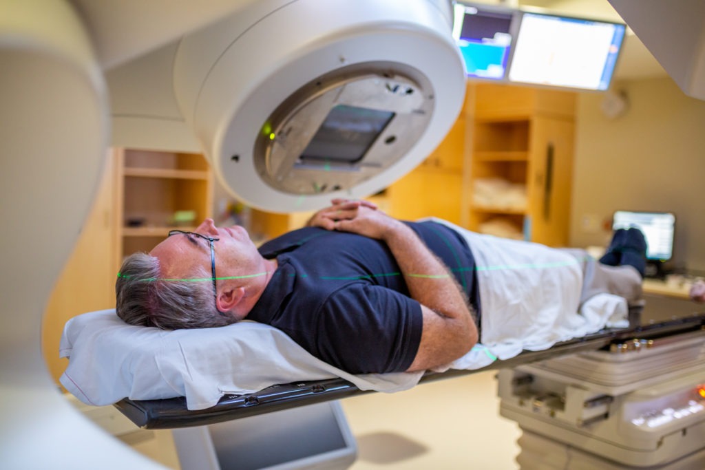 Man receiving radiation therapy
