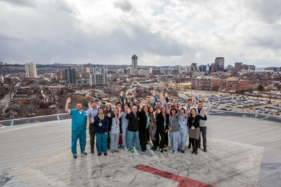 Hamilton General Hospital's cardiac team on the helipad