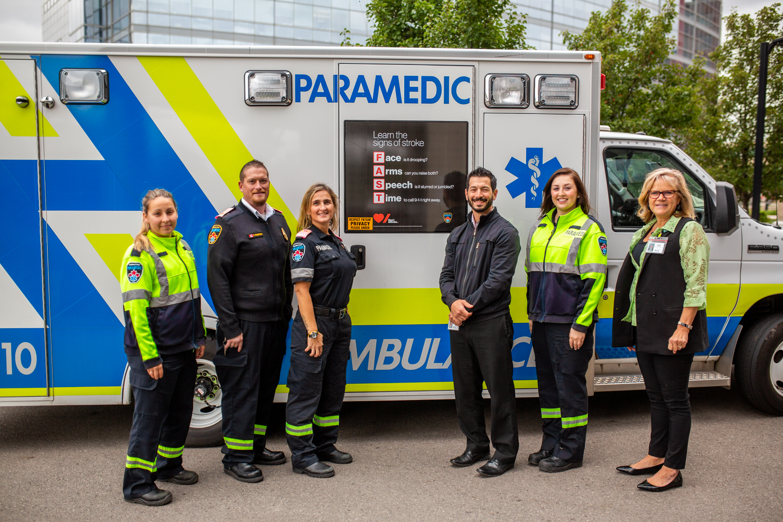 Hamilton Paramedics showing the FAST decal on an ambulance