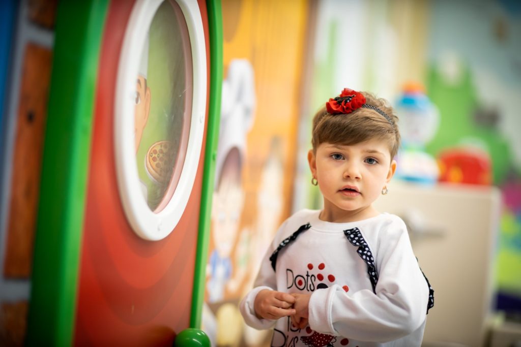 Ella in the playroom at McMaster Children's Hospital
