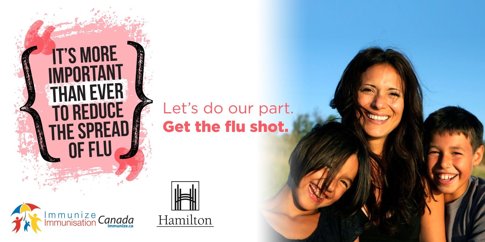 Let's do our part. Get the flu shot. Photo of family.