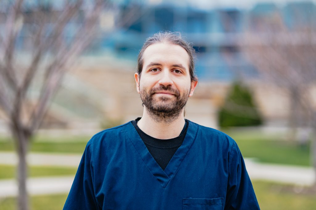 Neurologist Dr. Aristeidis Katsanos stands outdoors