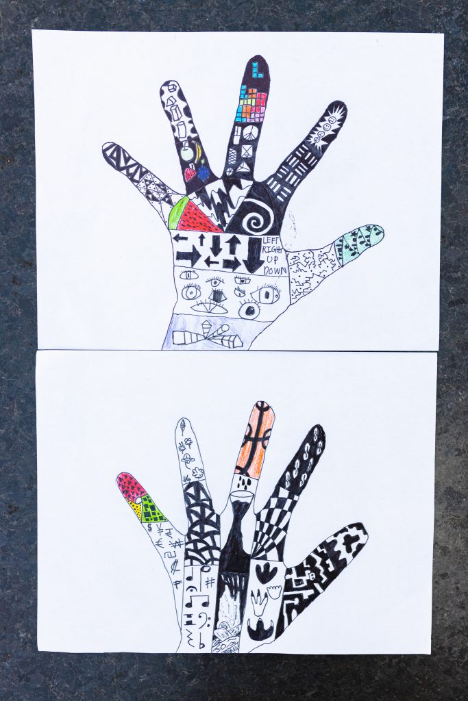 Artwork using a hand tracing