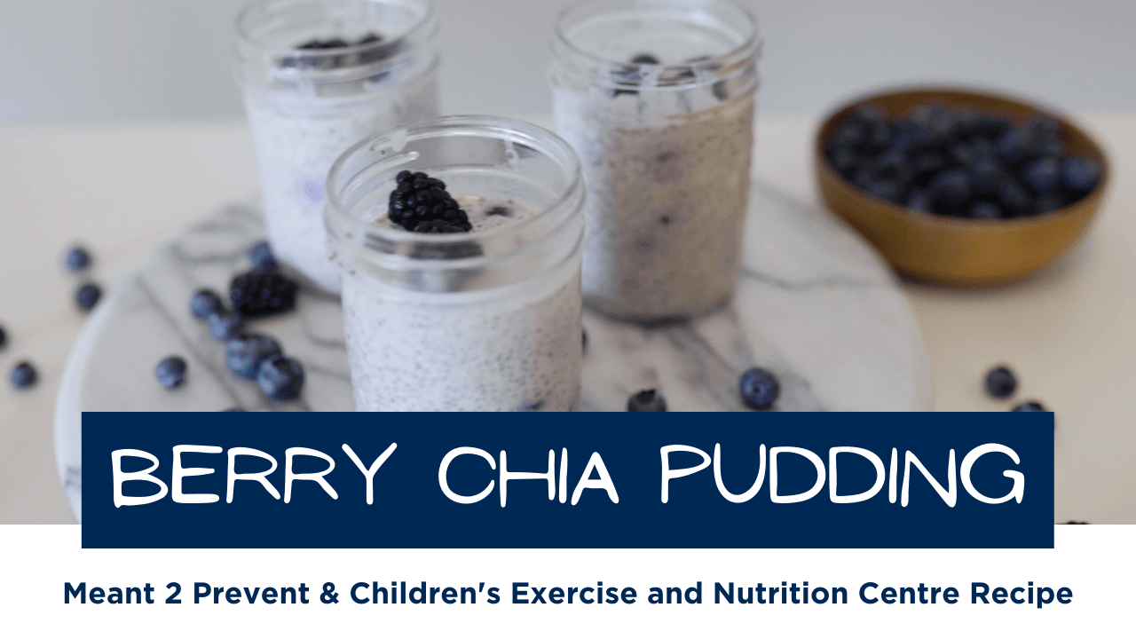 YouTube thumbnail showing the final product of the berry chia pudding recipe