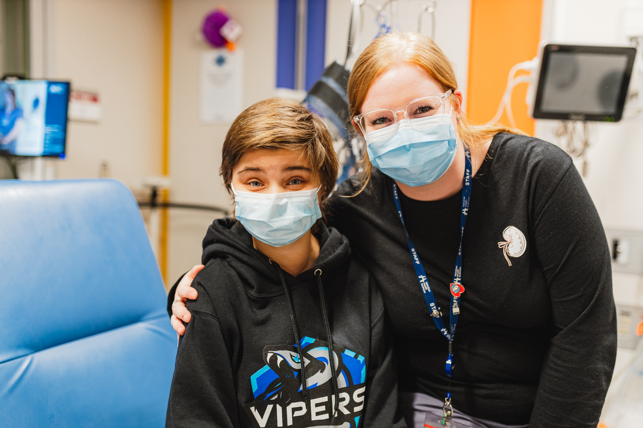14 year old Maggie with hemodialysis nurse Morgan