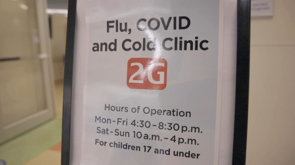 Flu, cold, and COVID clinic sign