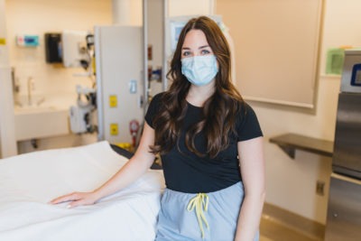 Nursing student Myiah Sloss works as an extern in the intensive care unit (ICU) at our Juravinski Hospital and Cancer Centre.
